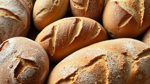 Assorted artisanal breads with grains, related to anti-inflammatory diet.