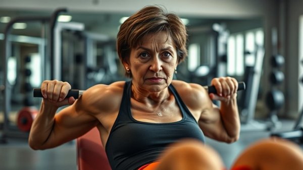 Middle-aged woman exercising, tackling early perimenopause symptoms