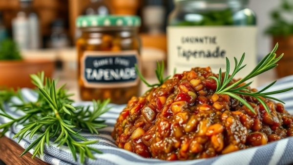 DIY Christmas gifts from the kitchen: homemade tapenade and jar.