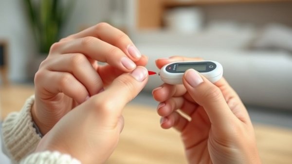 Close-up of hands using glucometer for prediabetes signs check