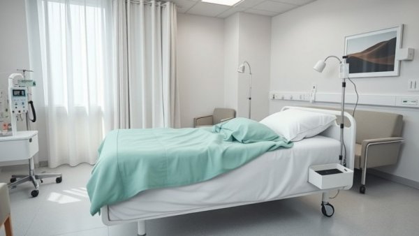 Hospital room symbolizing unplanned medical needs, empty and orderly.