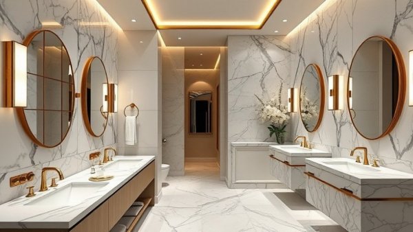 Elegant luxury powder room designs with marble and gold accents.
