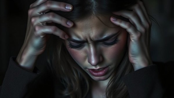 Woman experiencing intense stress, highlighting brain health impact.