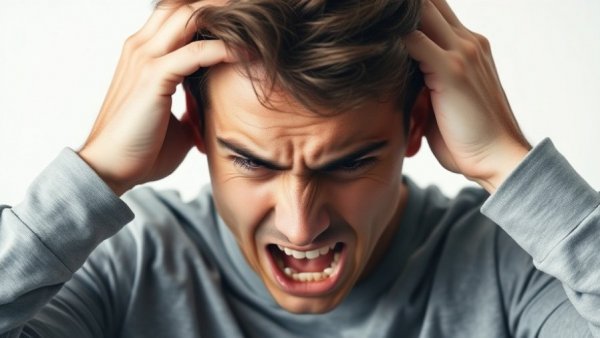 Frustrated man breaking the overthinking cycle.