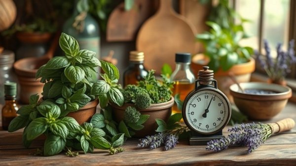 Herbal remedies and tools on wooden surface, embodying natural healing.