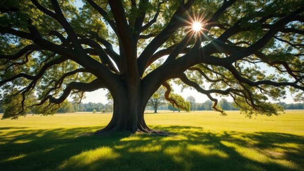 Large fast-growing shade tree with sunlight through leaves