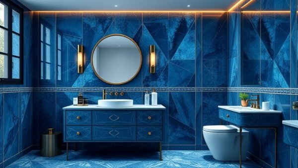 Elegant blue bathroom ideas showcasing modern designs and fixtures.