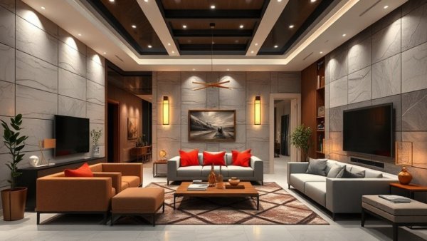 Modern living rooms with PVC wall panel design creating elegant and stylish interiors.