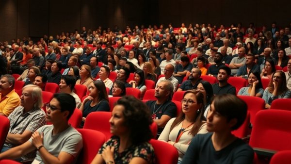 Audience attentively listening in a large auditorium to reduce gun violence.
