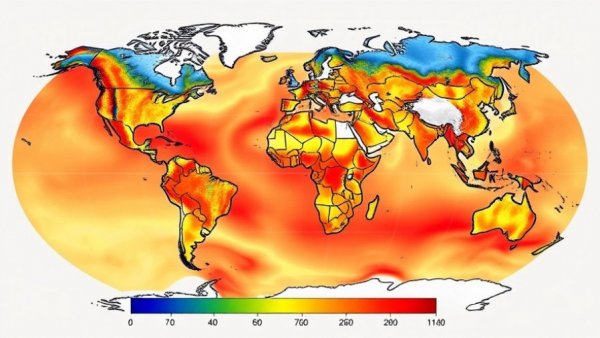 Maps illustrating regions experiencing extreme heat conditions.