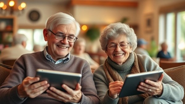 Seniors enjoying a tech session in senior living communities.