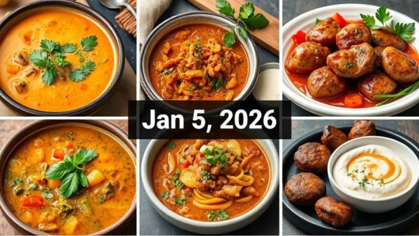 Weekly meal plan January 2026 showcasing various delicious dishes.
