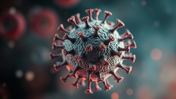 Close-up of virus illustrating norovirus transmission and prevention.