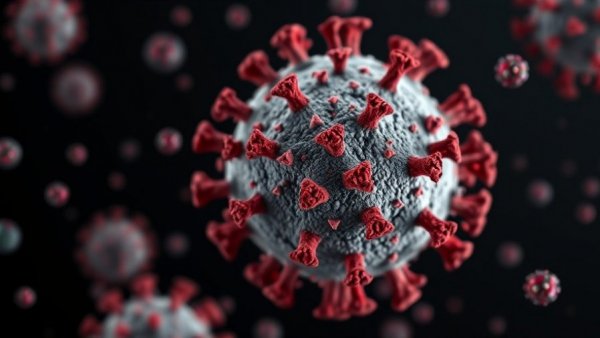 Detailed COVID-19 virus model highlighting specific structures.