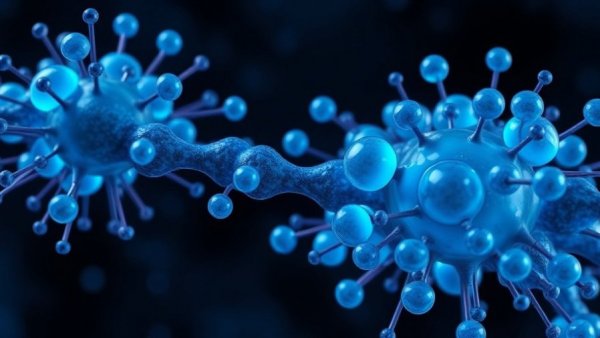 3D illustration of cellular autophagy with blue structures, highlighting how fasting enhances autophagy.