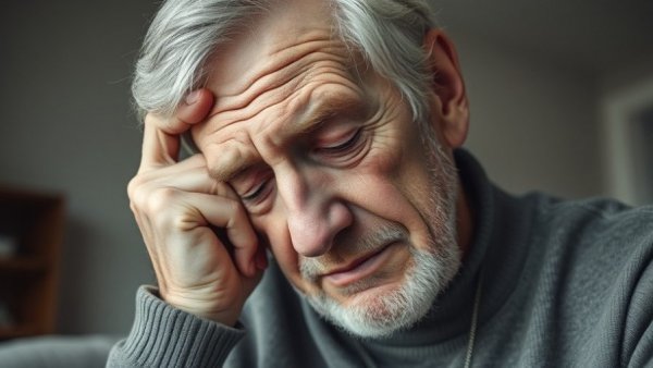 Elderly man showing fatigue, symbolizing burnout symptoms in the digital age.