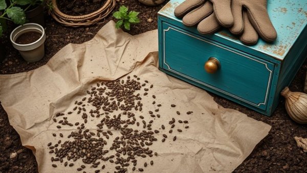 Rustic setup for sowing vegetable seeds outdoors with pots.