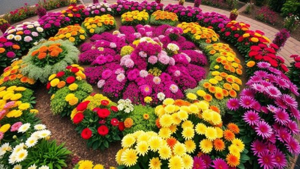 Vibrant garden with purple and white flowers for gardening tips by zodiac signs.