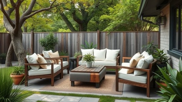 Charming patio with modern seating enhancing home value