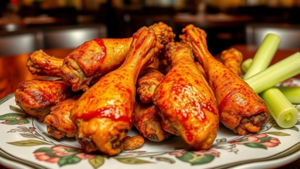 Spicy chicken wings with celery - meal ideas for a crowd.