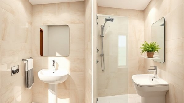 Small bathroom ideas: side-by-side transformation comparison.