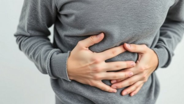 Person experiencing abdominal discomfort, possible insulin resistance.