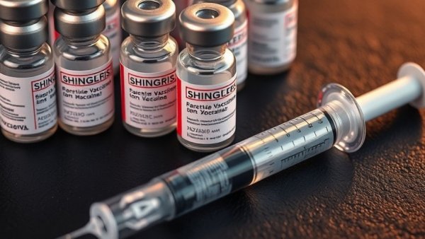 Close-up of Shingles vaccine vials SHINGRIX and ZOSTAVAX with syringe.
