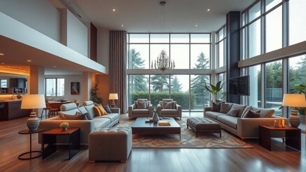 Elegant open living room design ideas with modern decor and cozy seating.