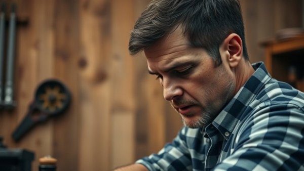 Man focused in workshop, creating DIY Jewelry Carousel.