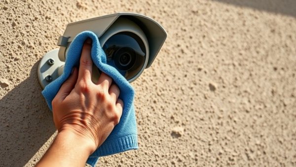 Cleaning security camera to prevent home security system false alarms.