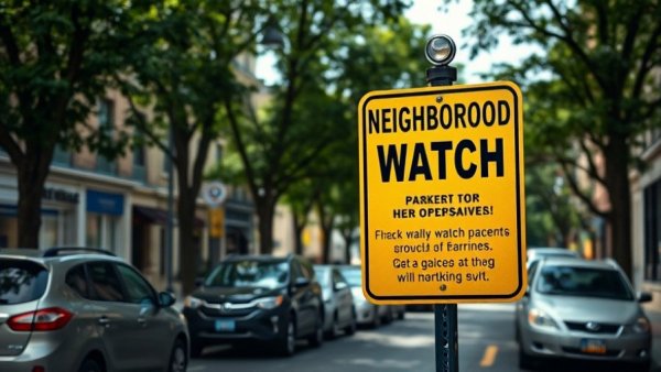 Pros and cons of starting a neighborhood watch: warning sign alerting the street