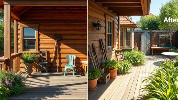 Garden makeover tips showcased in before and after scenes.