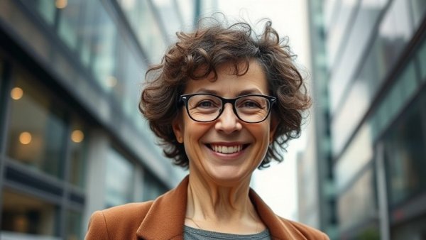 Smiling woman outdoors symbolizing mental health and community resilience.