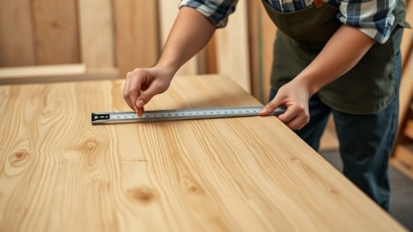 Person measuring DIY dining table leaf extension in workshop.