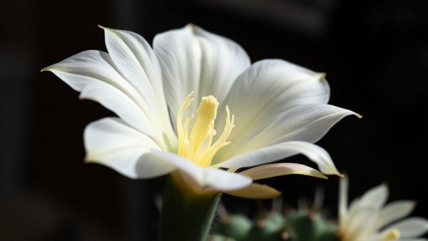 Blooming orchid cactus indoors with vibrant petals.