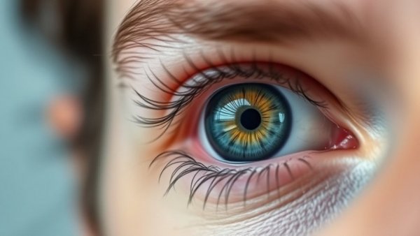 Close-up of an eye highlighting warning signs of retinal detachment.