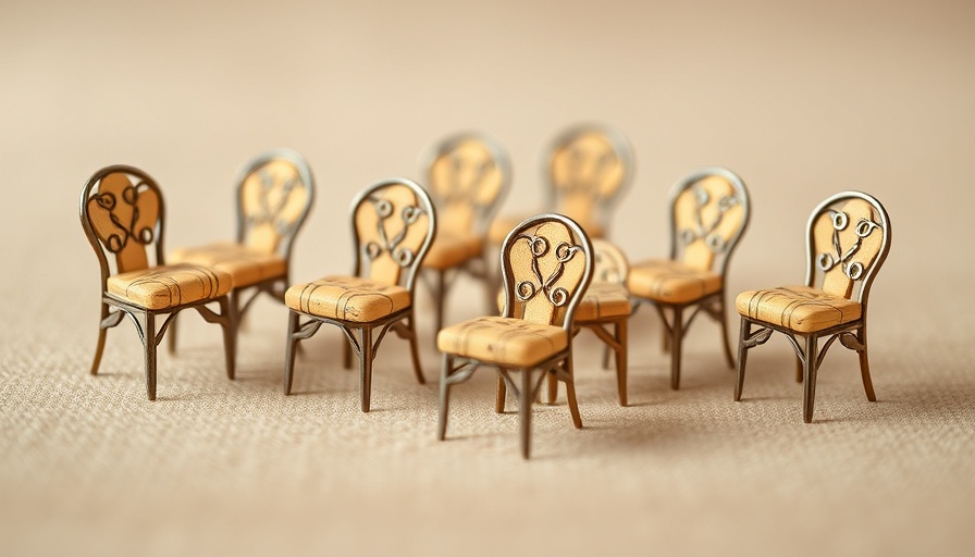 Miniature champagne cork chair designs displayed elegantly.