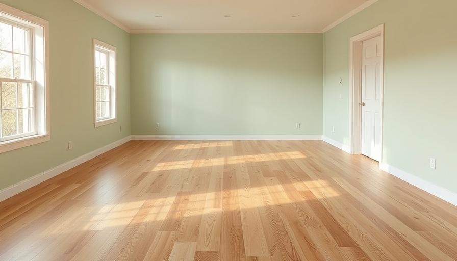 Empty room with newly installed hardwood floor for finishes comparison.