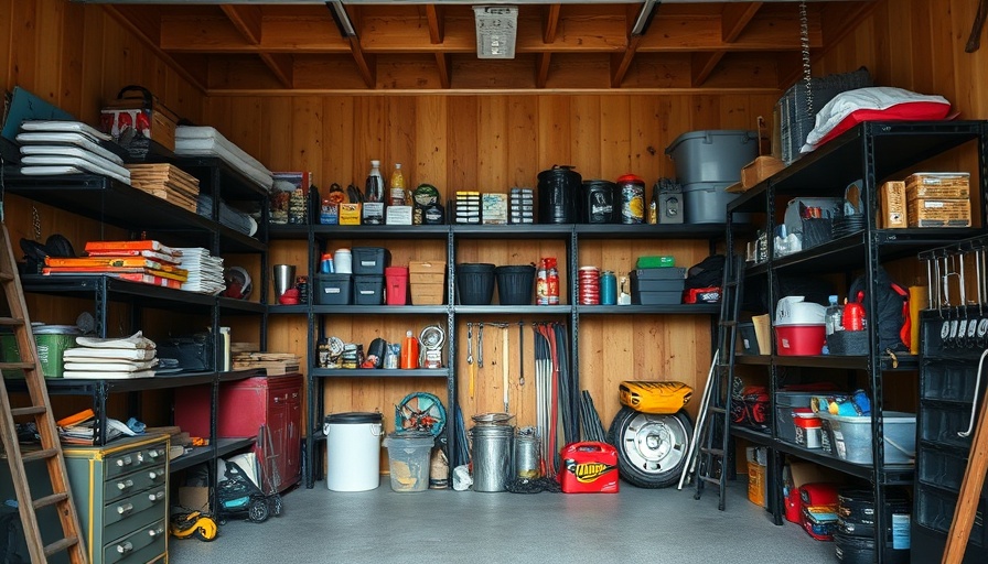 Neatly arranged heavy duty storage shelves in a tidy garage.