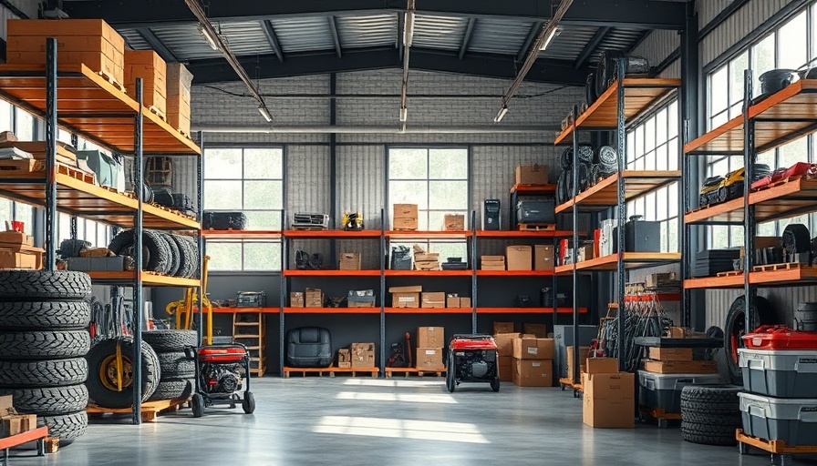 Organized steel wood storage shelves in a bright garage.