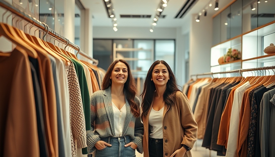 Women browsing adjustable clothing racks in a stylish boutique.