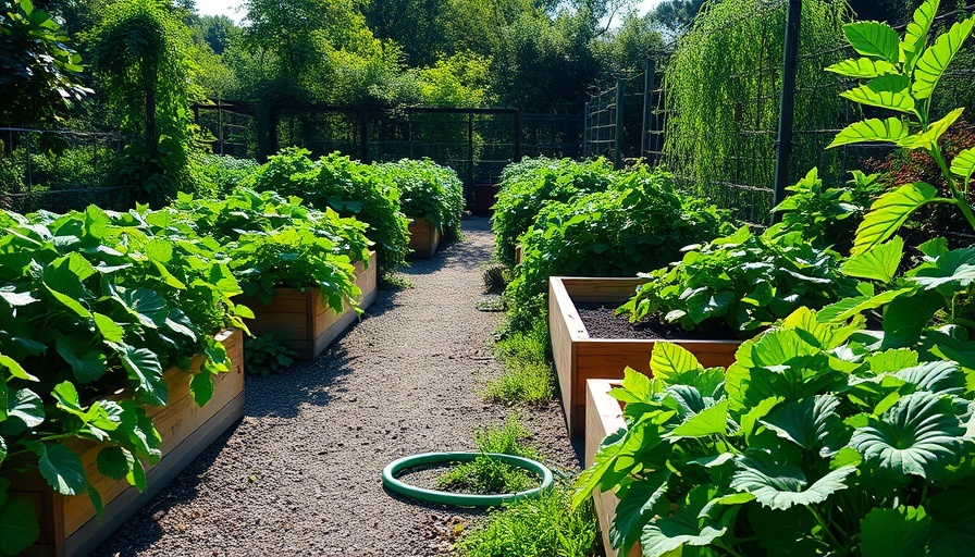 Front yard veggie garden in Washington with raised beds and gravel path.