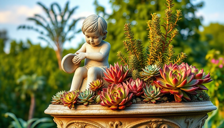 Gabrielle's Garden in New South Wales, stone statue in lush greenery