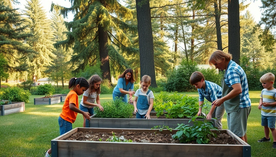 Group gardening in school garden, showcasing educational benefits.