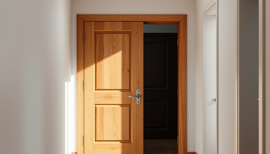 DIY home renovation: Natural wooden door in modern hallway.