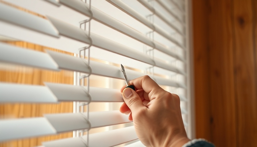 DIY home decor mini blind maintenance: adjusting blinds with a screwdriver.