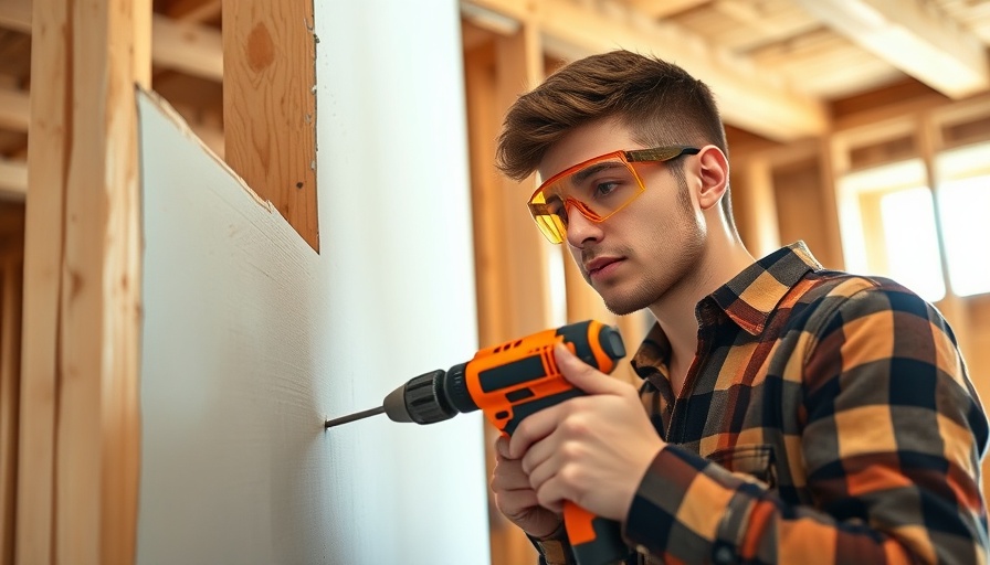 DIY home improvement drywall mistakes demonstration with a focused young man.