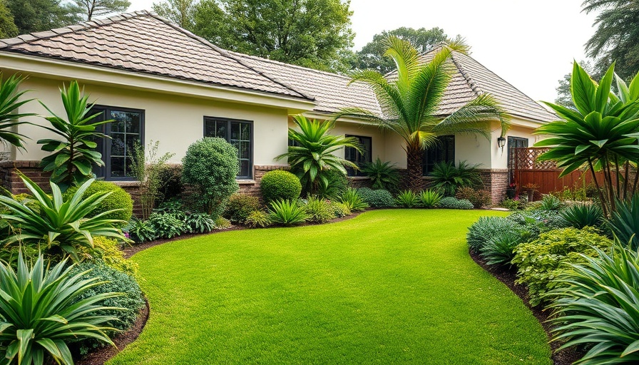 DIY home landscaping with lush garden and modern house.