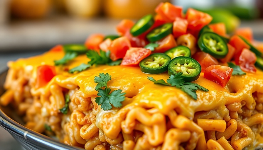 Delicious Frito Pie Casserole with toppings and cheese in a baking dish.