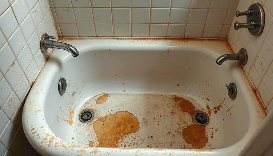 Dirty bathtub needing cleaning with visible stains and grime.